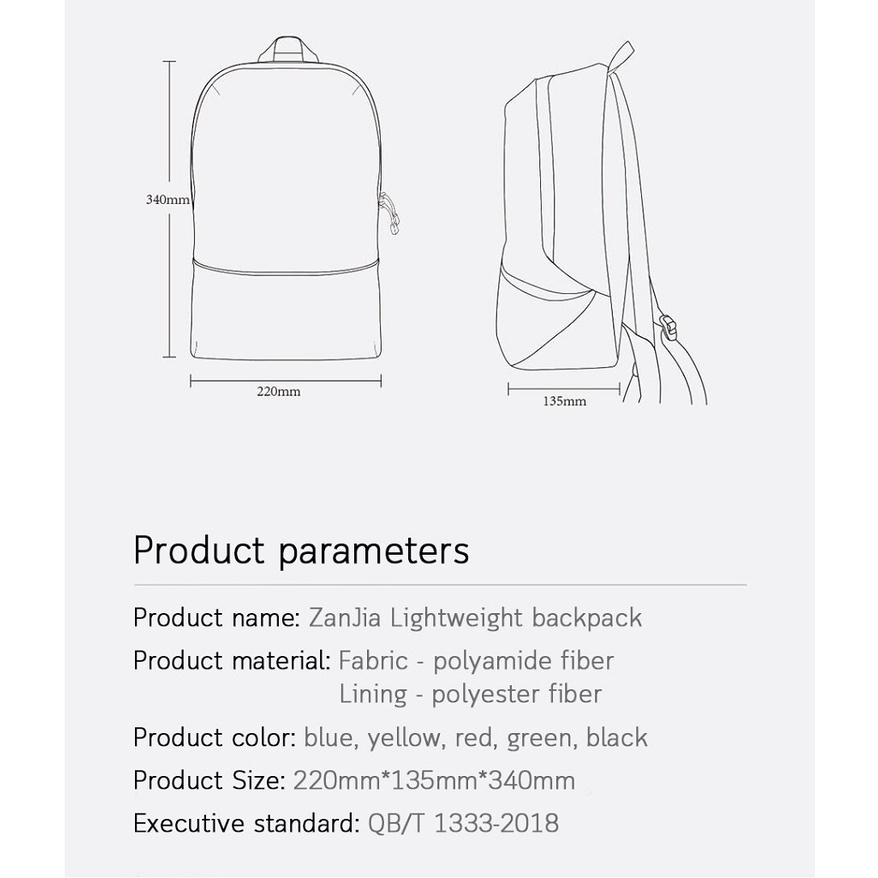 ZANJIA LightWeight Series Small Backpack 11L - Tas Ransel Mini 11L - Bisa untuk Laptop 14 inch atau Tablet 10 inch