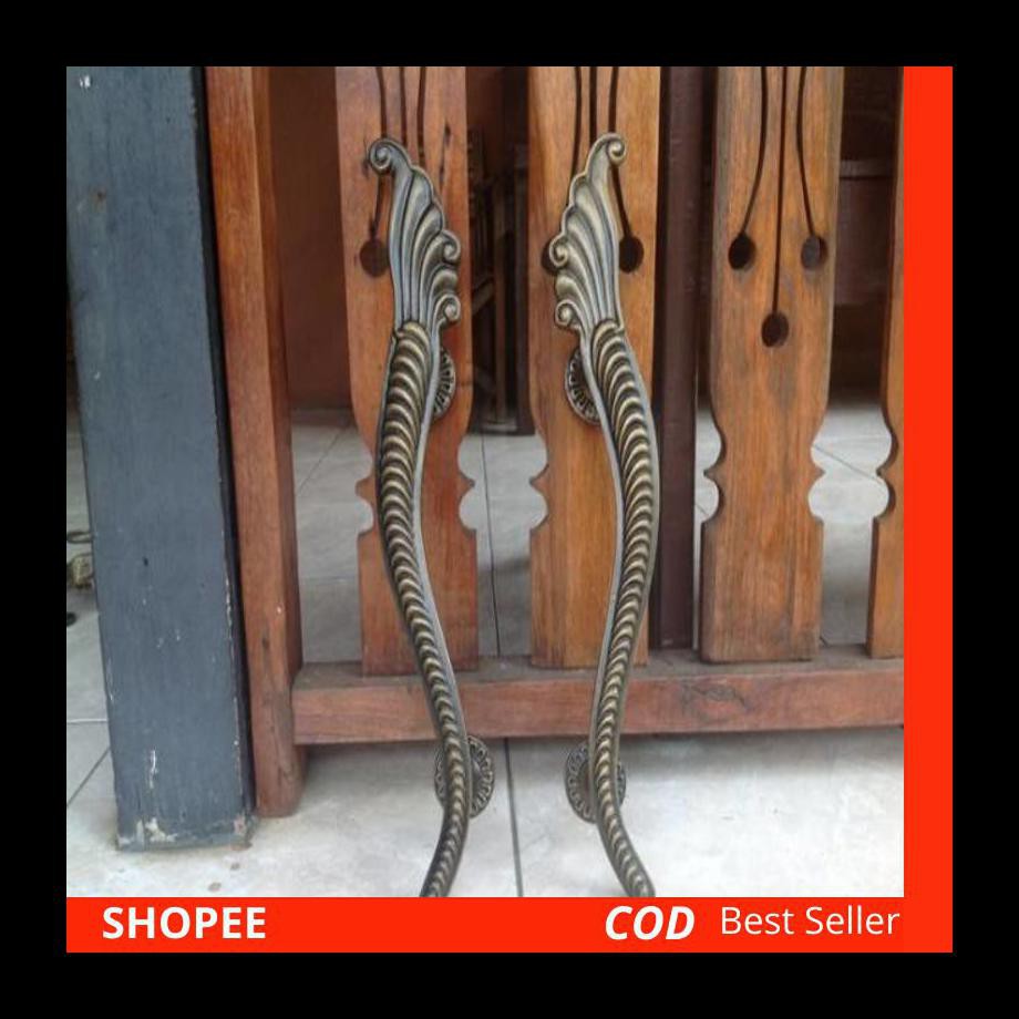 Pull Handle / Handle Pintu Antik Motif Kipas Asli Kuningan