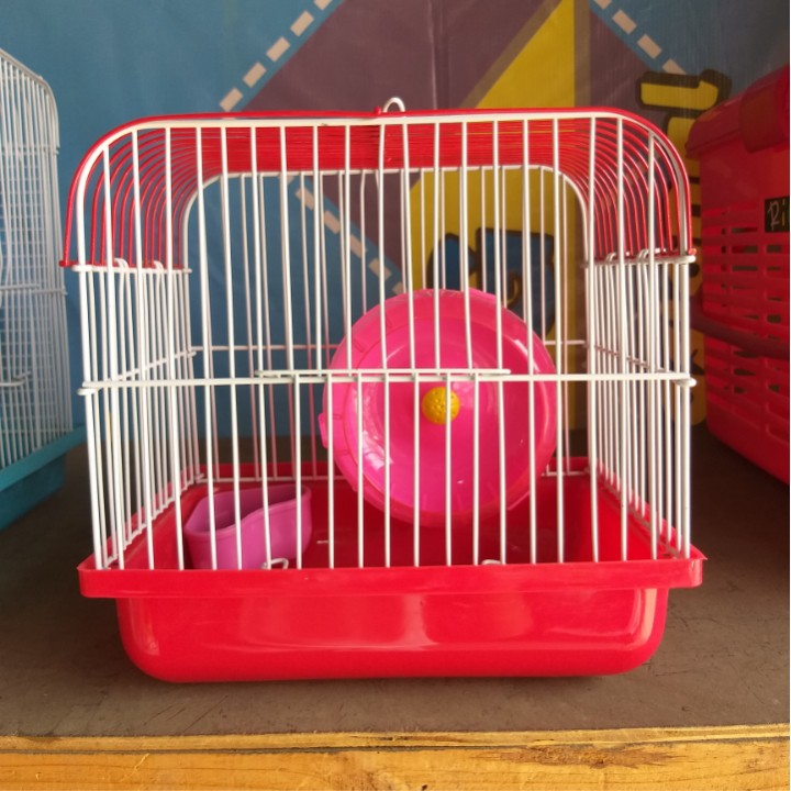 KANDANG HAMSTER UKURAN KECIL ACCECORIS KINCIR TEMPAT MAKAN VARIASI WARNA-1