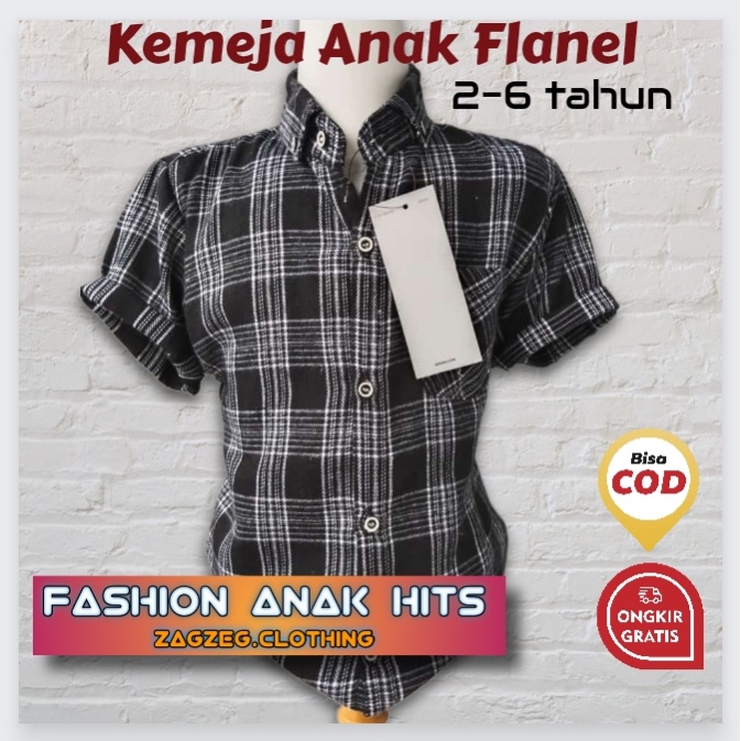 Zagzeg Clothing Baju Kemeja Anak lengan Pendek Flanel Kotak Kotak Cowok Laki Laki Bisa Couple