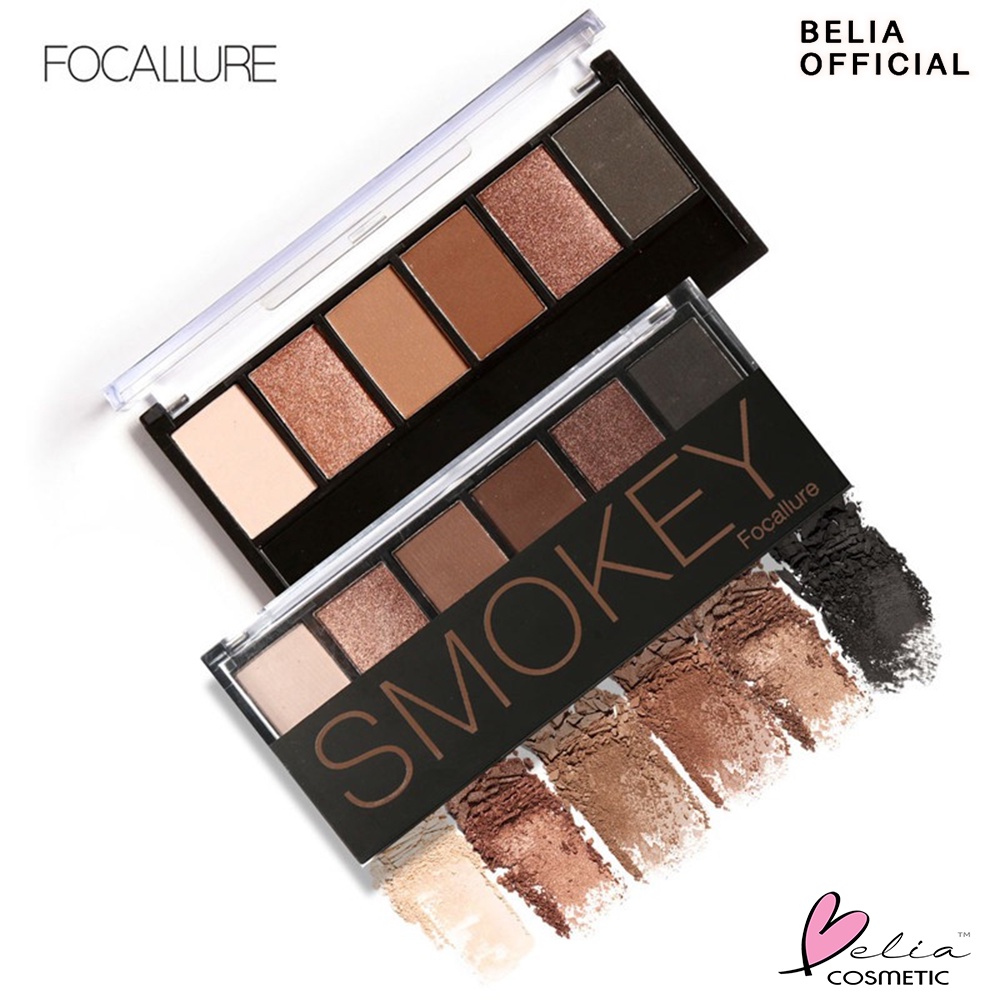 ❤ BELIA ❤ FOCALLURE Smokey 6 Colors Eyeshadow Palette FA06 | Eyeshadow | Riasan Mata (✔BPOM)