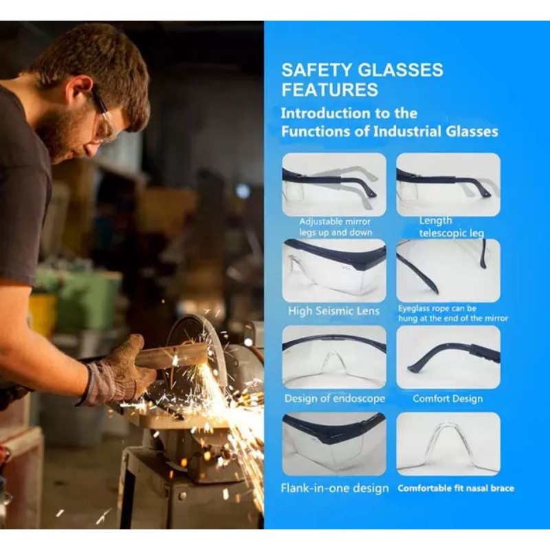 Kaca Mata Bening Kacamata Las Clear Putih Murah Safety Glasess Welding