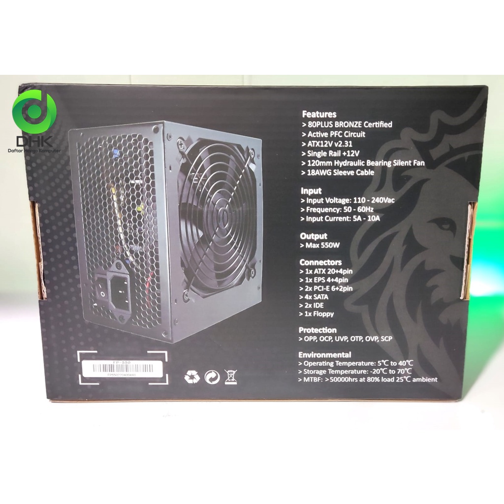 PSU ACE POWER SUPPLY FP 550W 80+ BRONZE RESMI