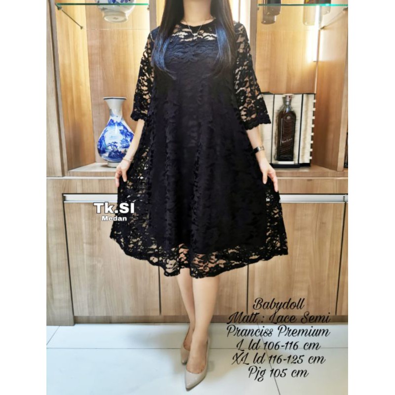 dress brokat semi prancis premium