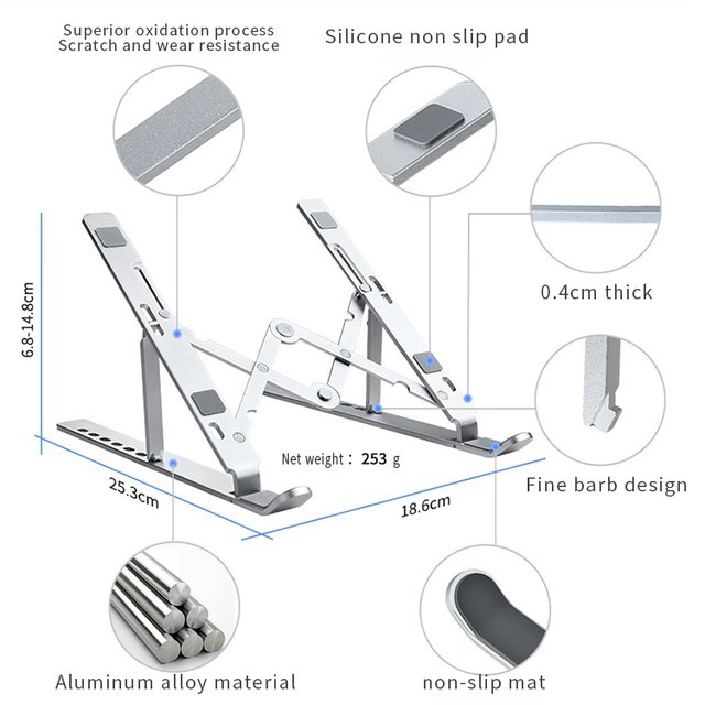 Foldable Laptop Stand Aluminium Foldable Adjustable