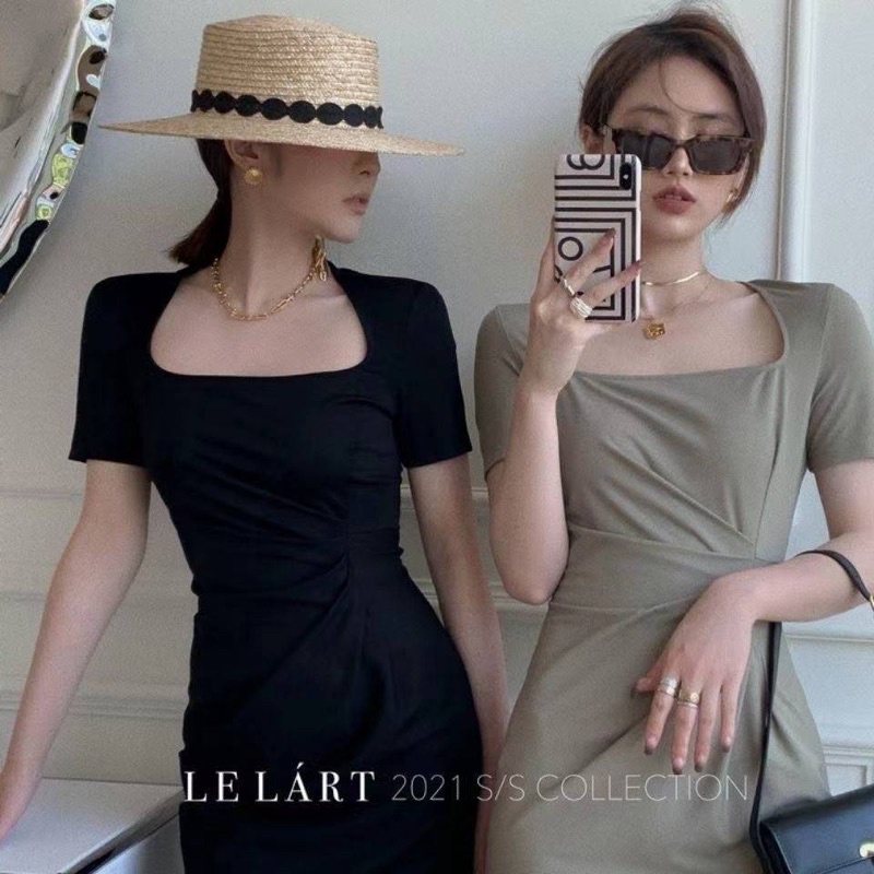 H7 DB10/28 Korean bodycon midi dress / square neck dress elegant