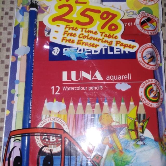 

Pensil warna staedtler Luna Aquarell watercolour set(12 pcs)pendek Rp.13000