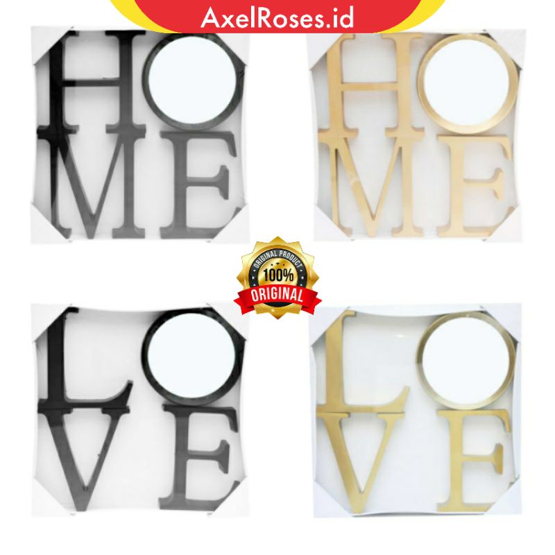 Cermin Hiasan Dinding Dekorasi Perlengkapan Rumah Tangga Dekoratif Tulisan Home Love Murah Cantik Mi
