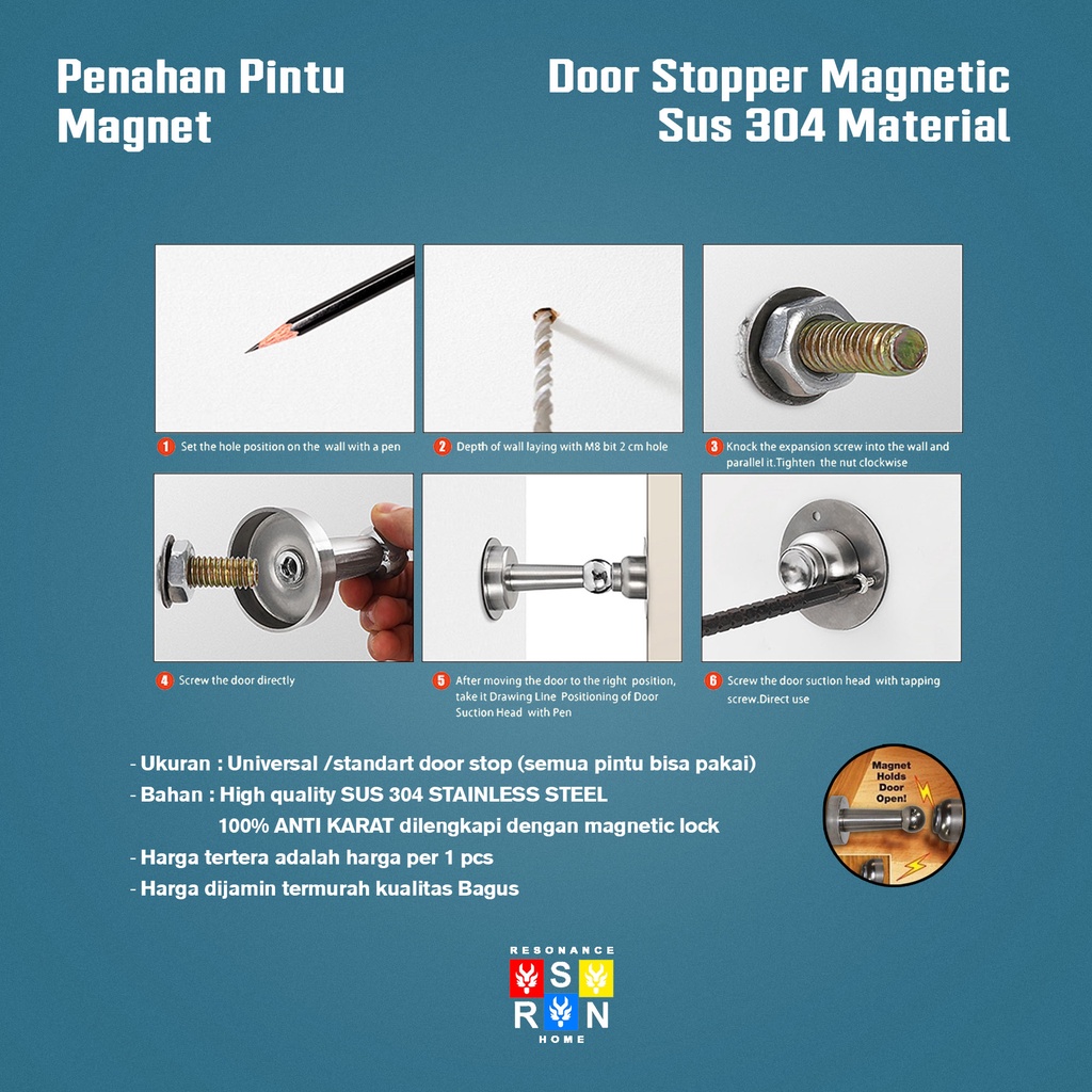 Door Stop Magnet / Penahan Pintu Stainless Resonance Home