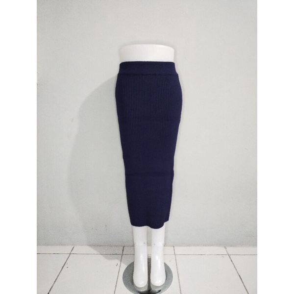 rajut premium, rok span rajut, rok span rajut, rok knit rajut premium-Navy