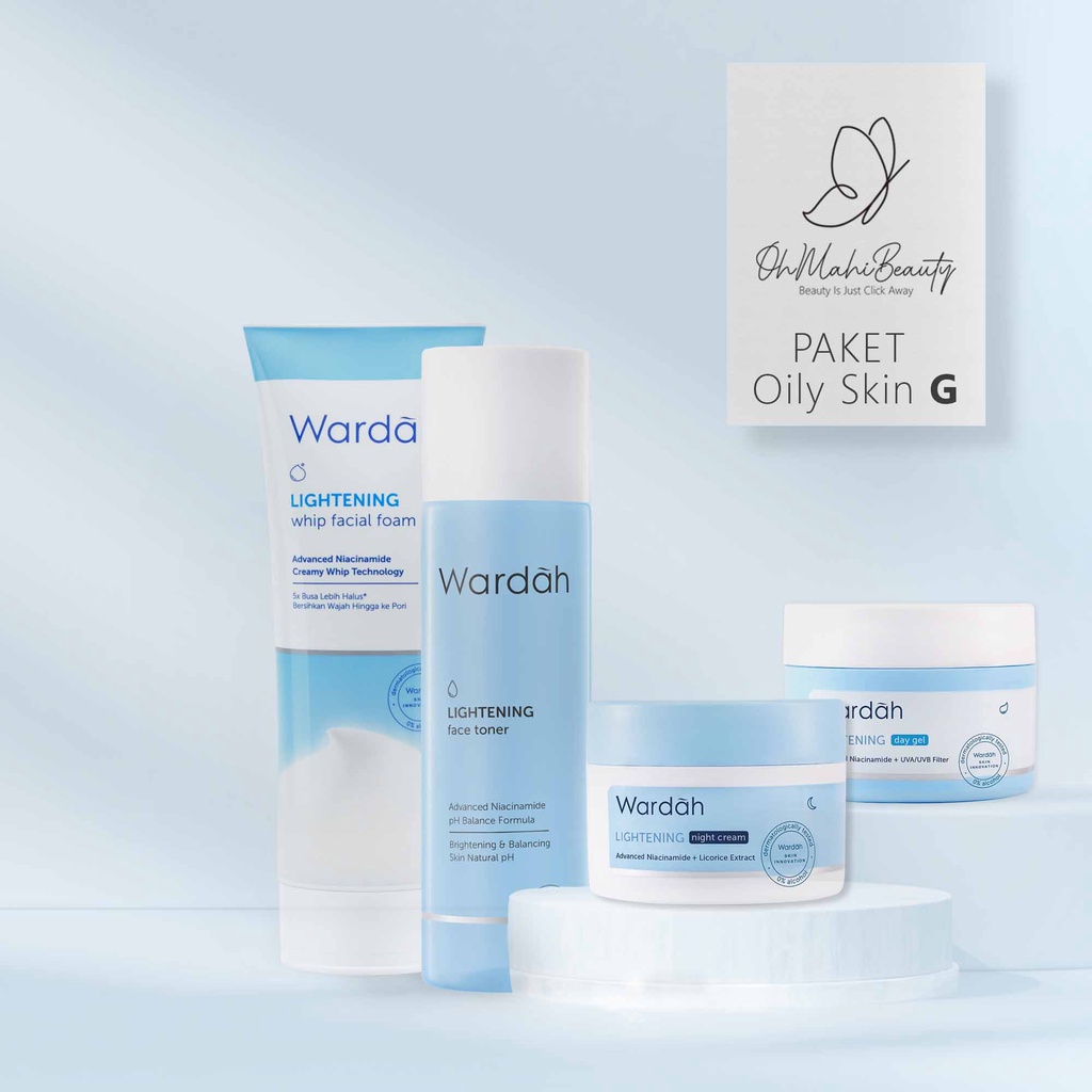 Wardah Paket Lightening Series - Paket Hemat (6pcs) (5pcs) (3pcs) - Skincare Wardah - Paket Wardah Lightening Series-Paket G Oily Skin