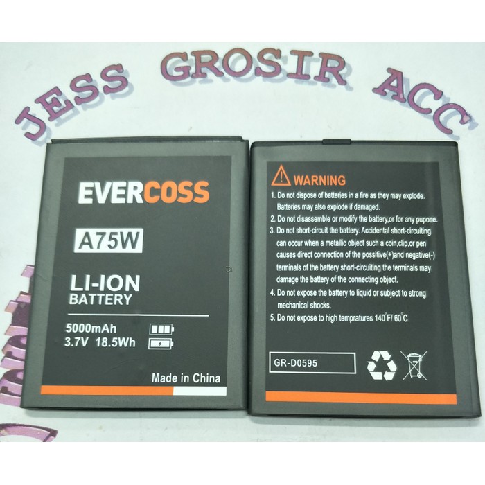 Baterai Battery Evercross Evercoss Cross A75W Winner Y1 Double Power - Hitam