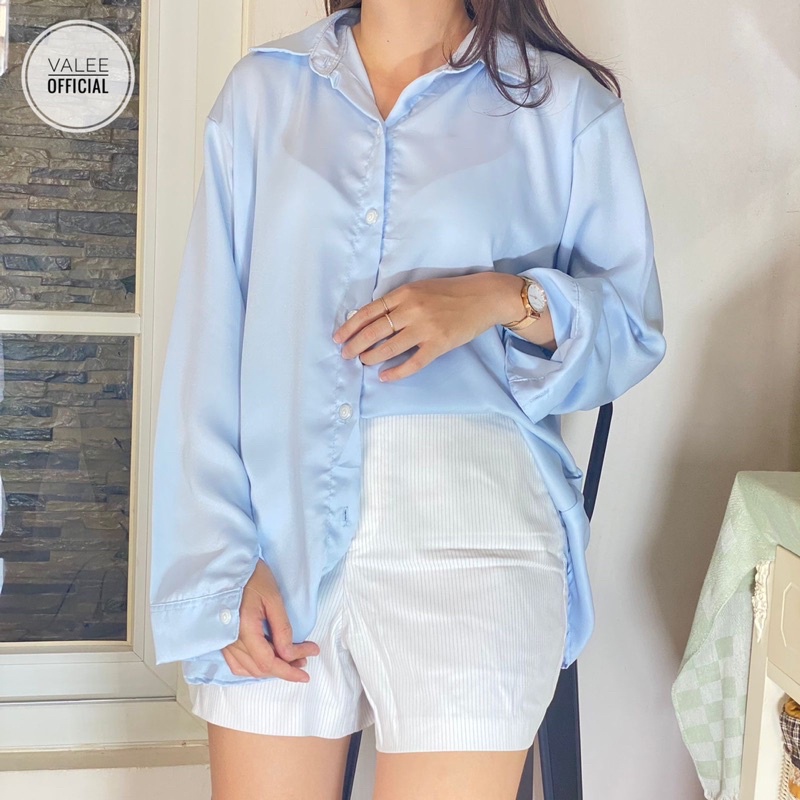 OVERSIZE SILKY SATIN PREMIUM KEMEJA SATEN SILK LENGAN PANJANG WANITA SUPER MEWAH