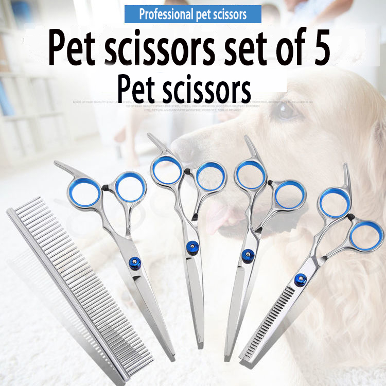 5pcs / Set Gunting Grooming Lengkung Untuk Anjing Peliharaan