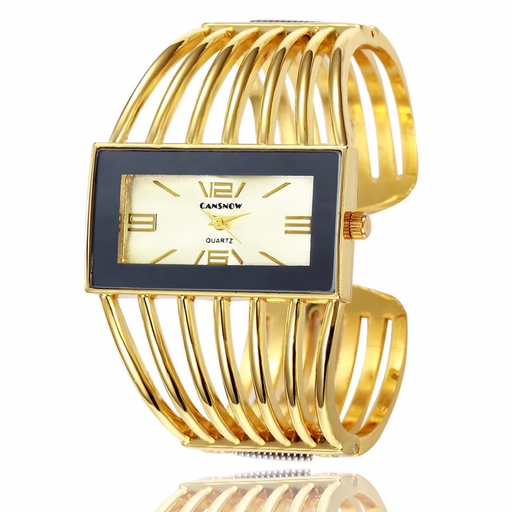HOT PROMO Cansnow Wanita Jam Tangan Mewah Modis Mawar Emas Gelang Gelang Jam Tangan Wanita Gaun-5
