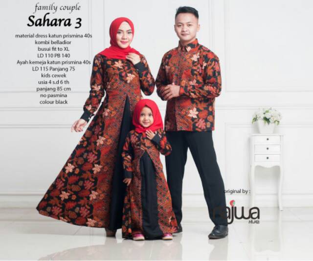 Paket couple family ayah ibu dan anak perempuan all size. Sarimbit batik keluarga modern elegant