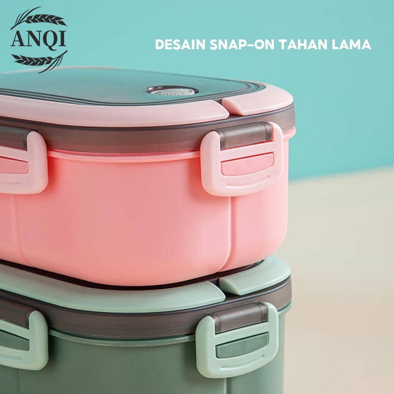 ANQI 1888 Lunch Box Set Microwavable Anti Tumpah Sekat-Bpa free VS-205