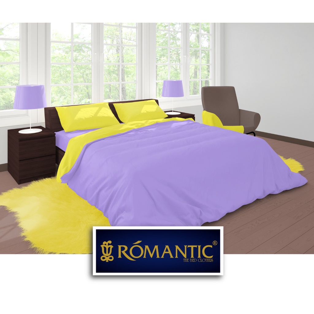 Two Tone Bedcover ROMANTIC Lilac x Kuning aesthetic Bandung