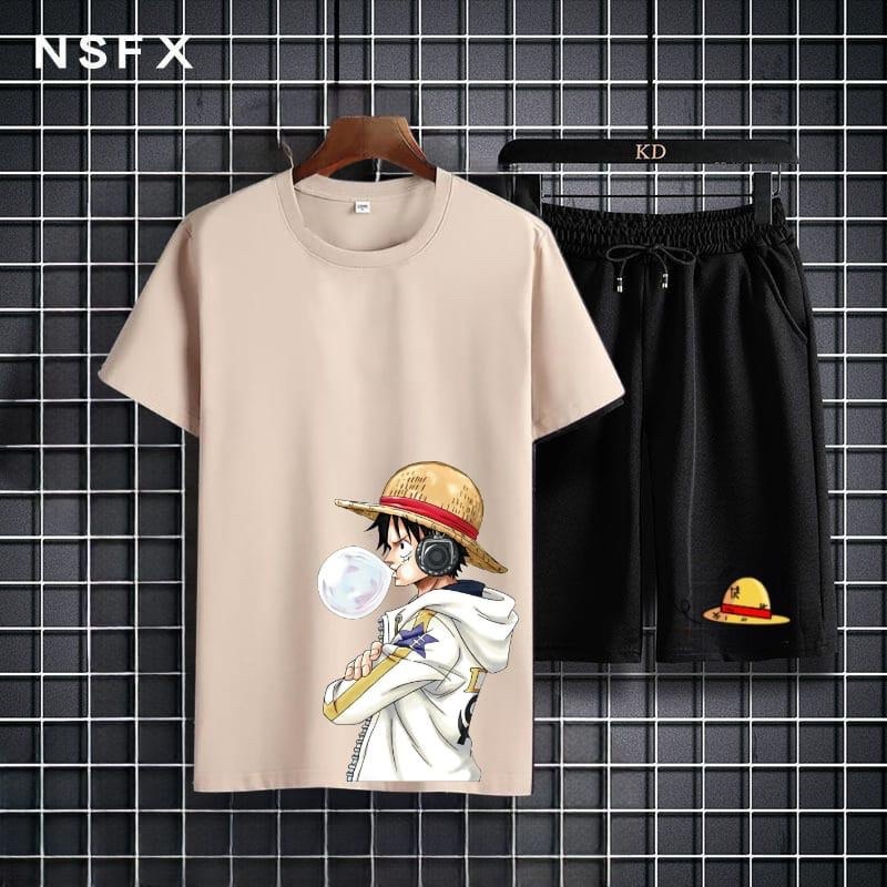 STELAN KAOS PRIA MOTIF LUFFY PERMEN ONEPIECE ATASAN SETELAN COWOK DAN CELPEN