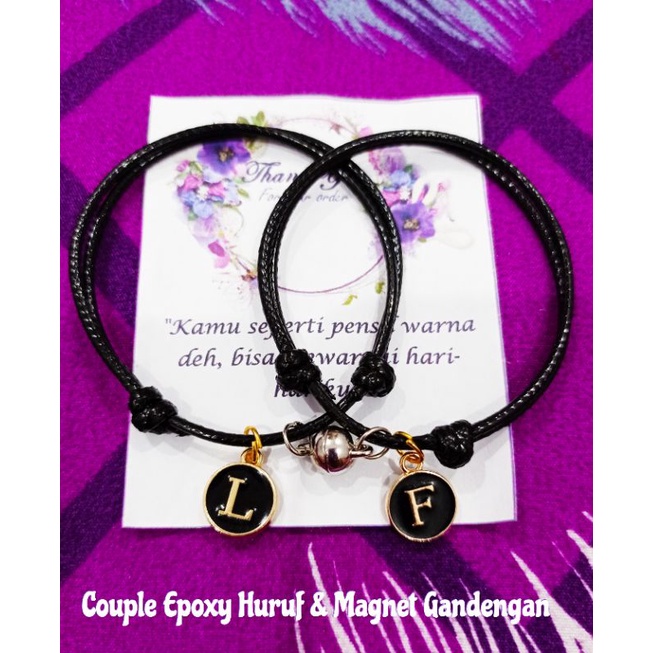 [PROMO] GELANG COUPLE MAGNET LOVE HURUF EPOXY PERSISI | GELANG TALI INISIAL