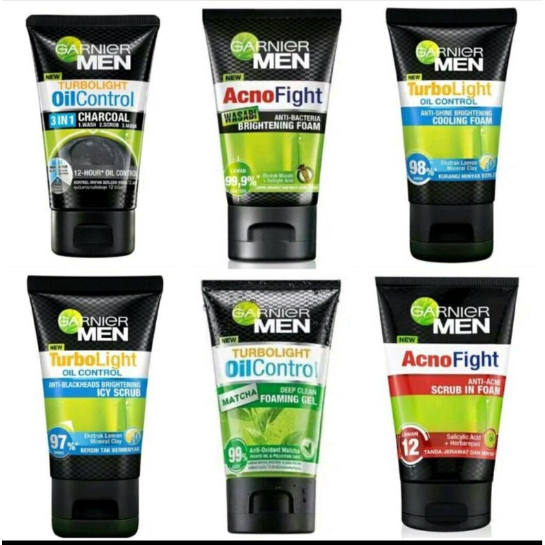 GARNIER MEN FACIAL WASH FOAM All Varian 100 ml/ Anti Acne / Wasabi/ Oil Control