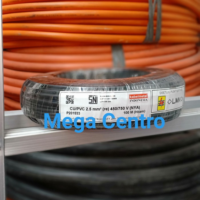 KABEL LISTRIK TUNGGAL NYA 2.5mm Hitam KABELMETAL 100METER