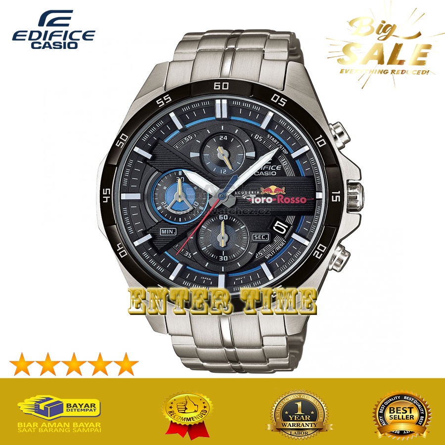 NEW ARRIVAL  JAM TANGAN PRIA KEREN CASIO EDIFICE  TYPE EFR 556TR-1A STAINLESS SILVER BLACK DIAL JAM 