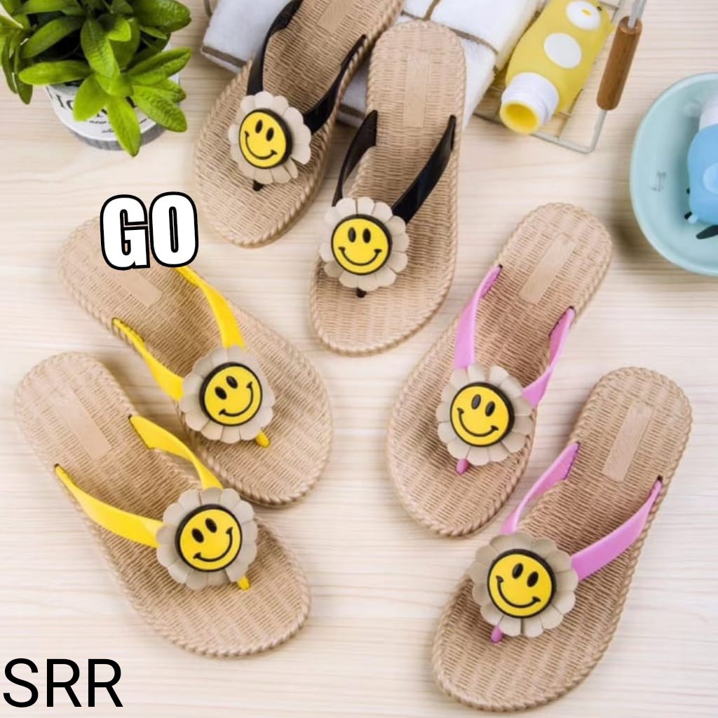 gof PUFFY Import COUPLE ROSE Sandal Wanita Murah Japit Casual Teplek Sendal Cewek Flat Jepit