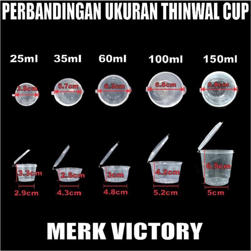 Thinwall Cup 25ml 35ml 60ml 100ml 150ml Per Dus Bulat Cup Sambel n Cup Puding Plastik Js Krm