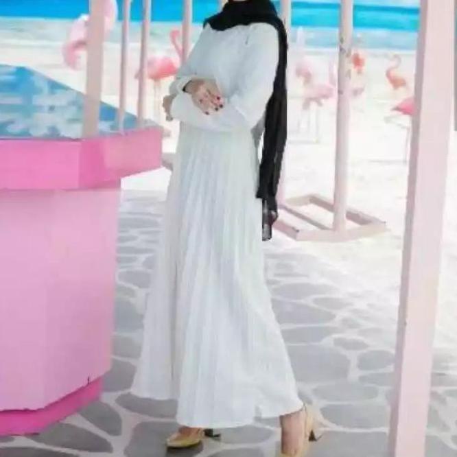 PLB.344349 ‑ GAMIS PLISKET PUTIH POLOS / GAMIS PUTIH POLOS / GAMIS PANJANG / GAMIS/ GAMIS POLOS / GA