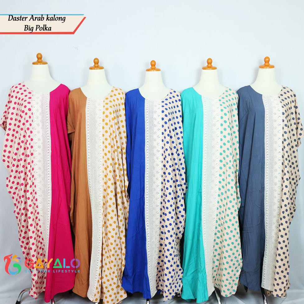 Jual Daster Arab Kalong Big Polka - Daster Arab - Daster Muslimah - Daster Bahan Rayon Premium
