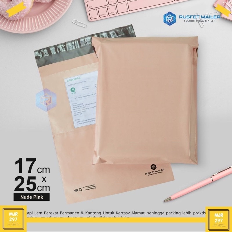 

amplop plastik polymailer premium quality - rusfet - peach - size 17x25