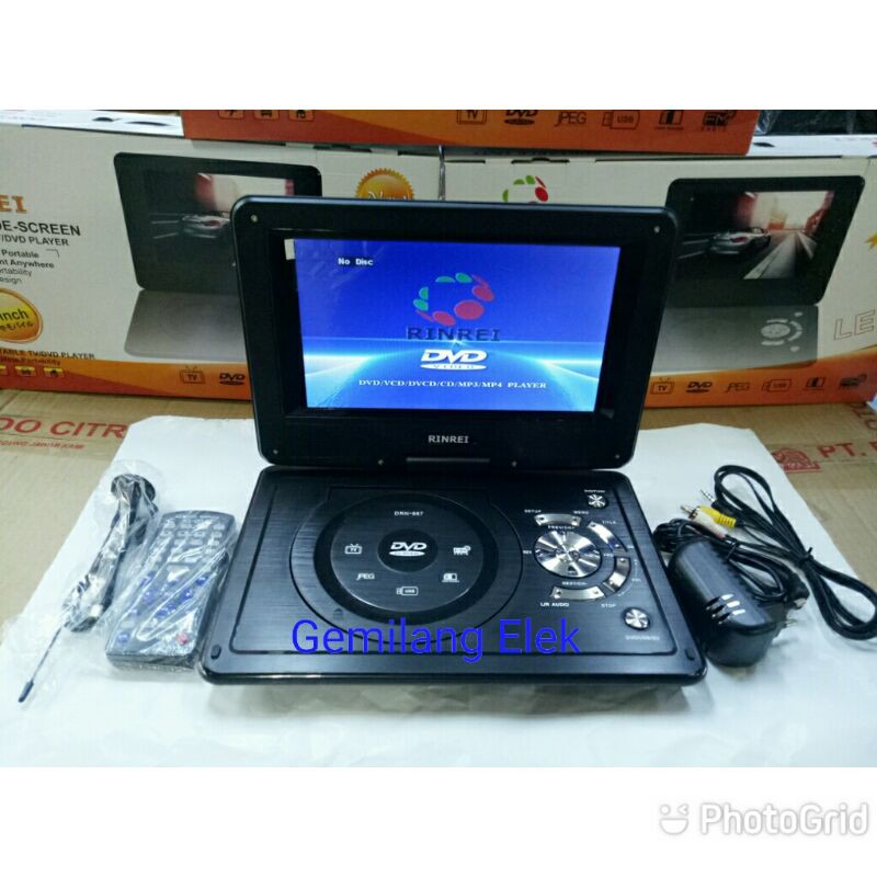 PORTABLE TV DVD USB RADIO RINREI 9 INCH