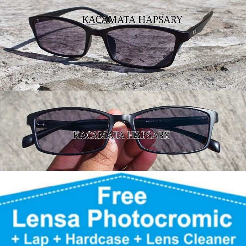 PAKET HEMAT : Frame Kacamata Pria Sporty FREE lensa Anti Radiasi Photocromic Kaca mata Anti UV