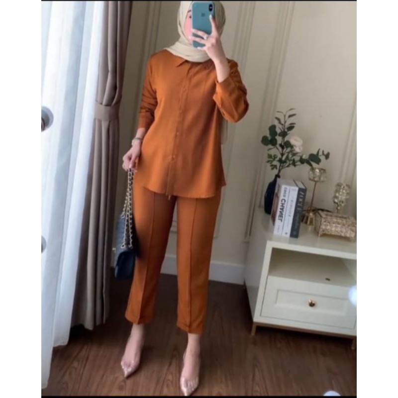 One sett salsabila By Aqila_fashion terlaris-Caramel