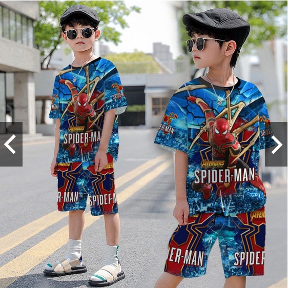 Setelan baju anak print Super hero / Set anak laki-laki usia 2-8 tahun MOTIF 2 Setelan baju Playset anak print Super hero