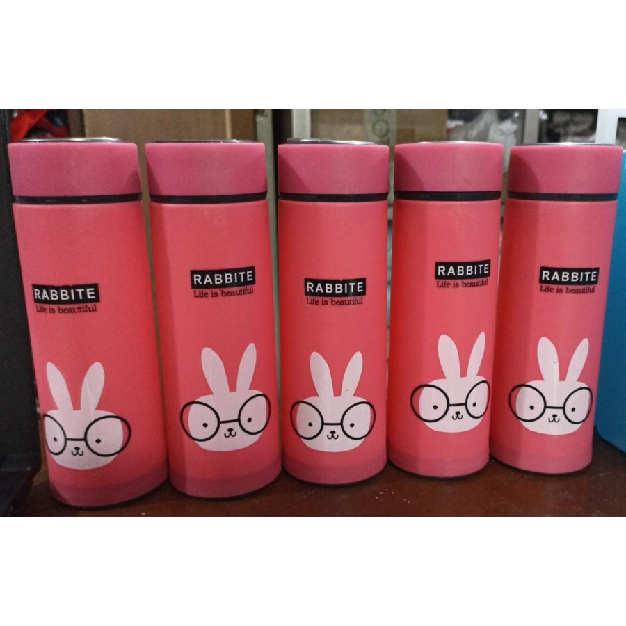 Botol Minum Kaca Unik Motif Animal Rabbit Duck Lion Panda Deer
