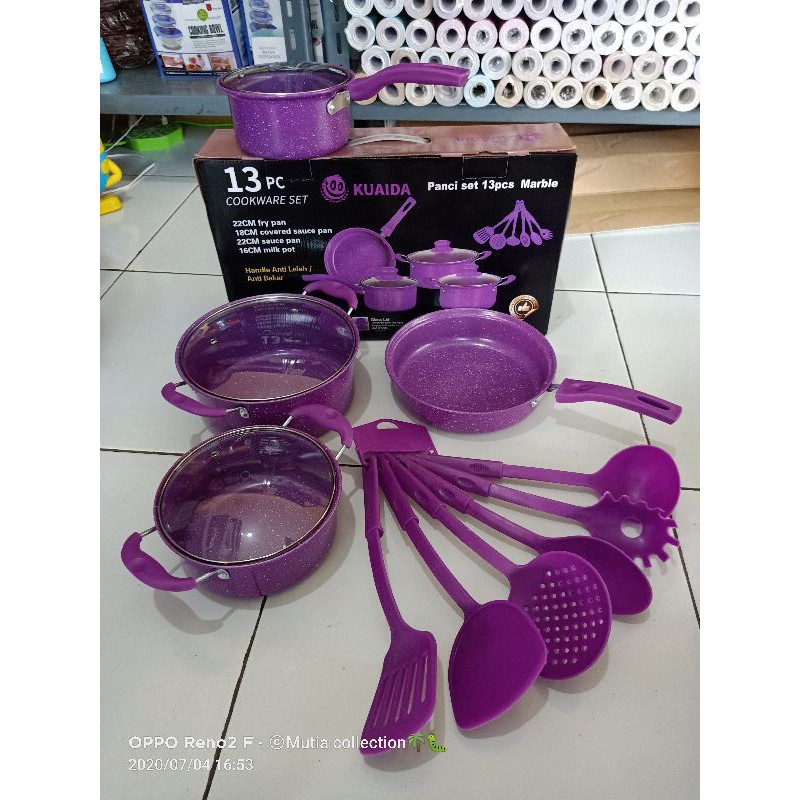 COOKWARE SET ISI 13PCS /TEFLON ANTI LENGKET DAN ANTI GORES MERK KUAIDA
