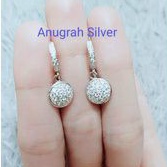 (COD)Anting jepit fashion gantung remaja/dewasa love kilau perak asli 925/Silver lapisan emas putih murni