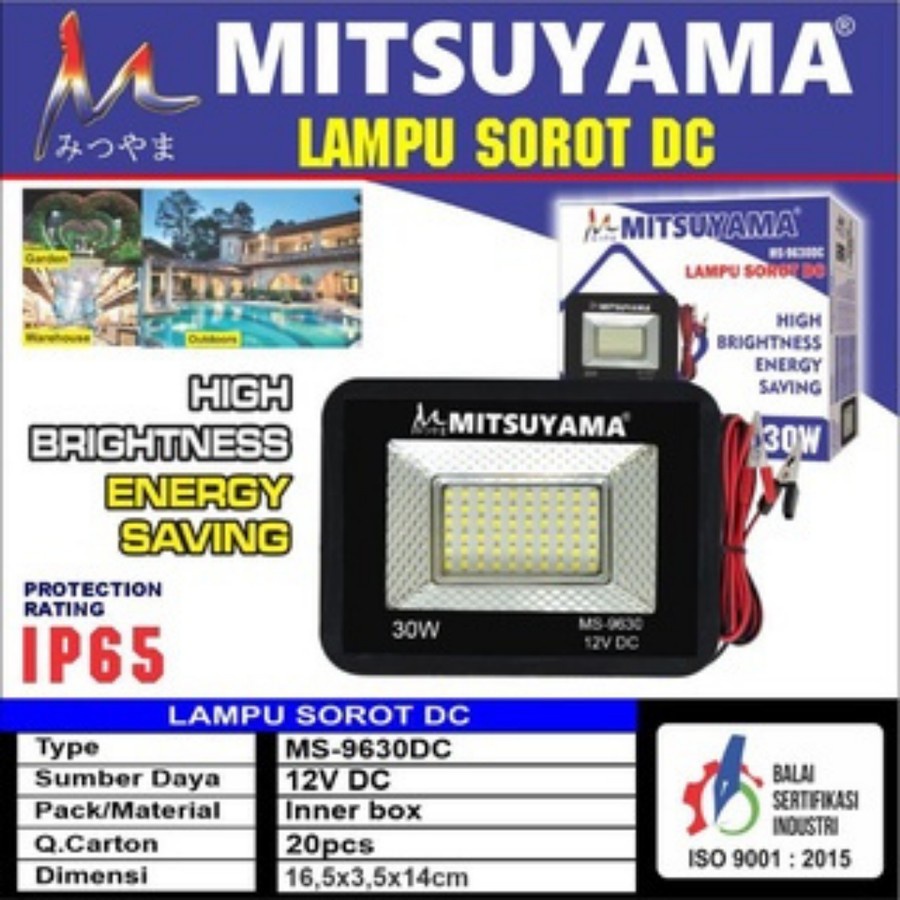 LAMPU SOROT DC 12V 30 WATT PUTIH LAMPU LED TEMBAK 30W WATERPROOF