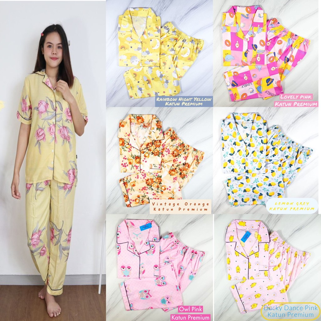 Piyama Set dewasa katun eropa jumbo Daily Ware / Baju Tidur