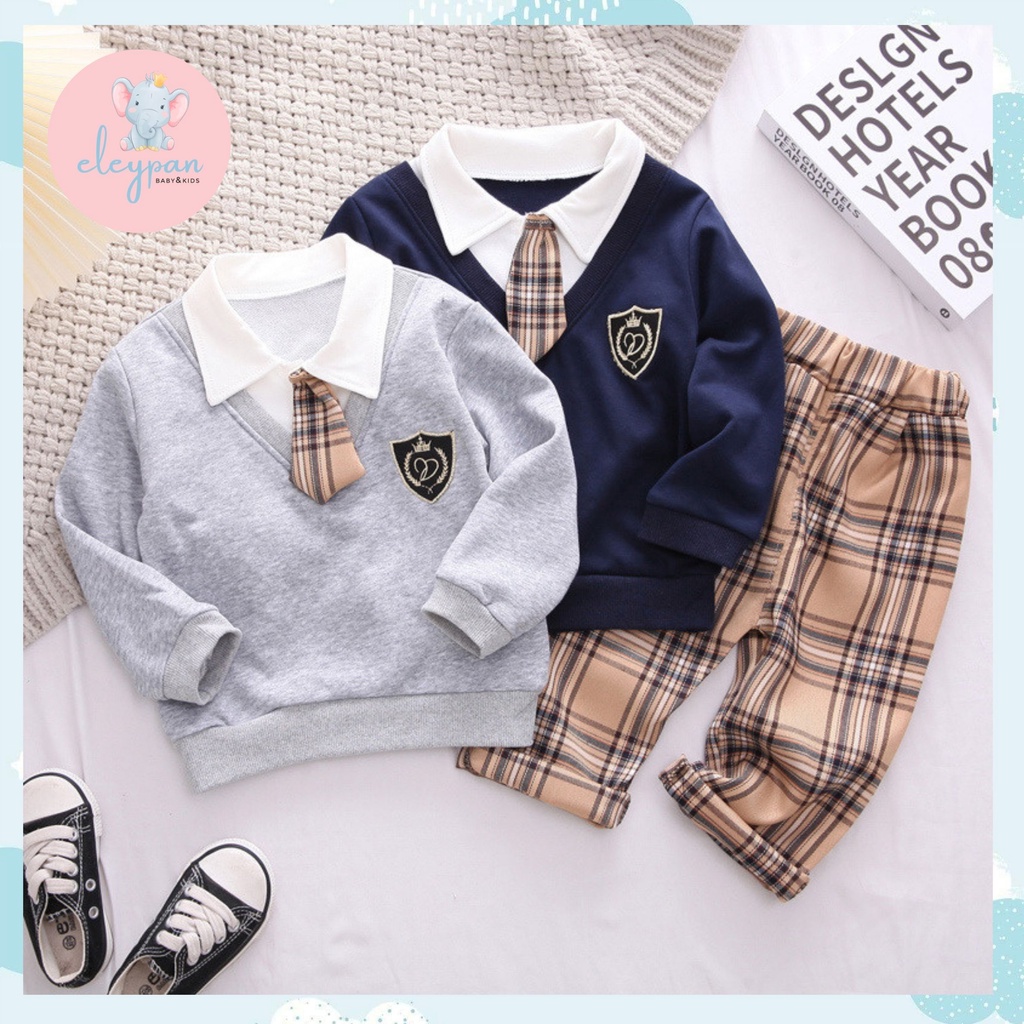 Setelan Kemeja Dasi Sweater Anak Laki Laki Lengan Panjang Import PREMIUM Quality