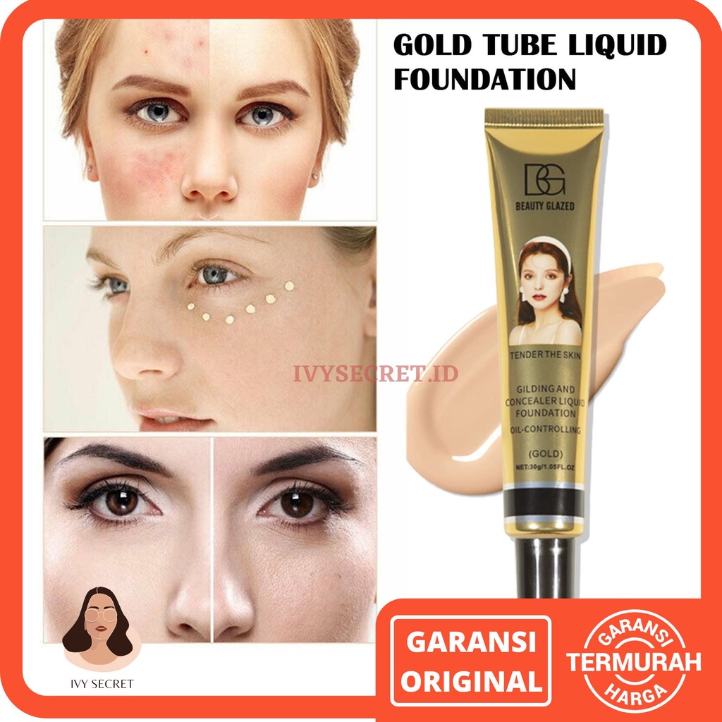 Beauty Glazed Gold Tube Liquid Foundation Beauty Glazed Foundation Beauty Glazed Foundation Cair Beauty Glazed Alas Bedak