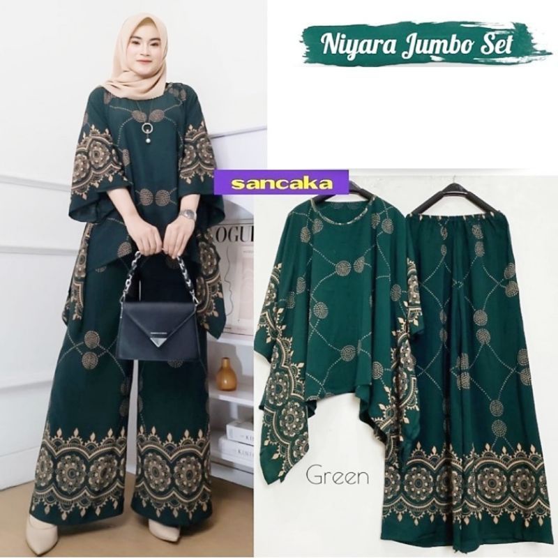 Setelan Rayon Jumbo Lengan Panjang Abstrak Kekinian One Set Piyama Baju Tidur Termurah