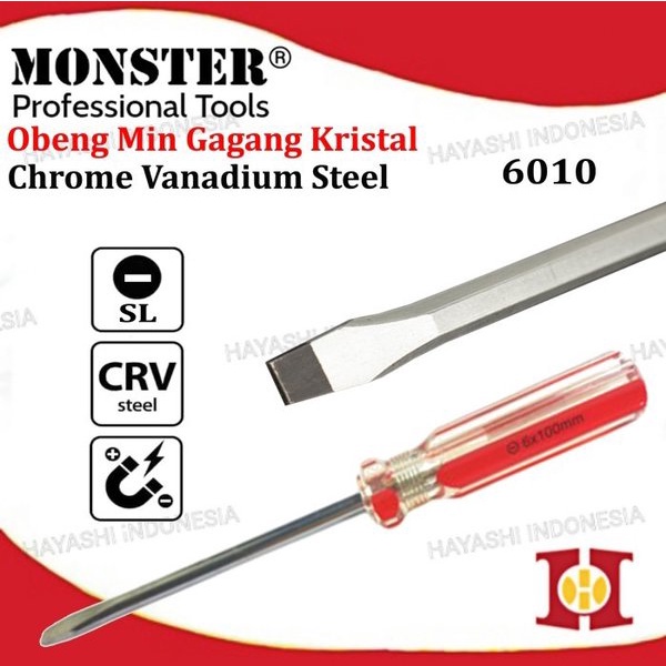 Obeng Min Magnet Slotted Screwdriver Gagang Crystal Kristal Taiwan