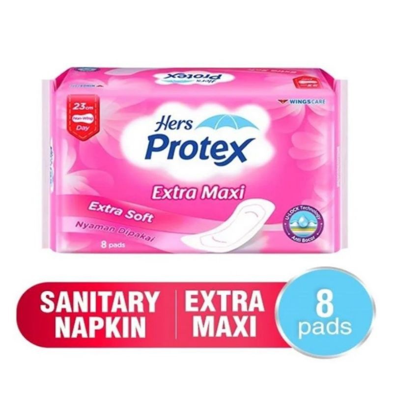 HERS PROTEX SOFT CARE MAXI 8 PADS PEMBALUT WANITA ( protex pink)