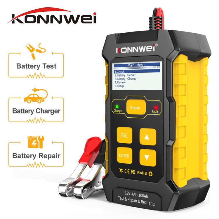 KONNWEI KW510 3 in 1 Full Automatic 12V Car Battery Tester Cranking Charger Analyzer