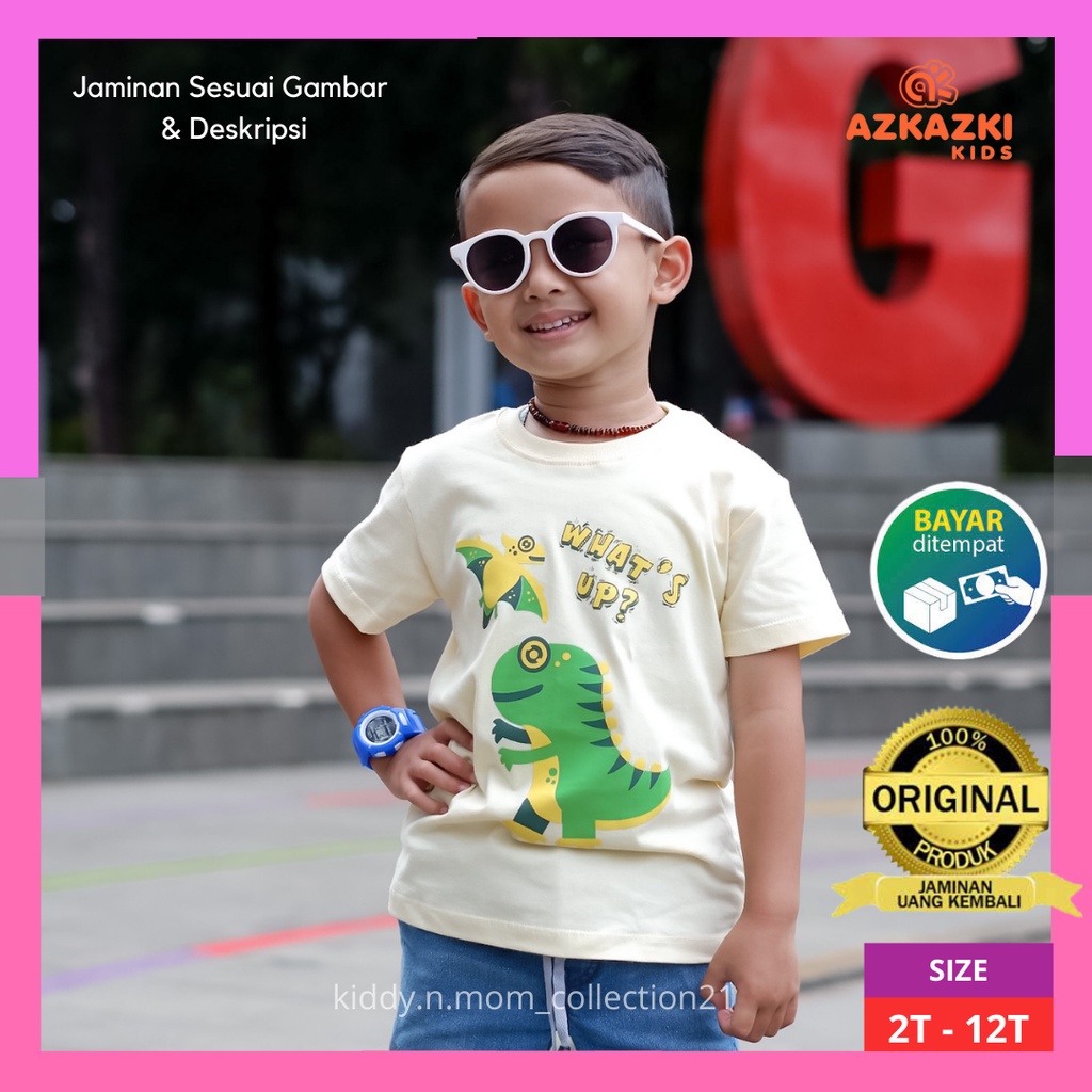 Pakaian Anak Cowok,Baju Anak Laki Laki Usia 2-12 Tahun Motif Dino Lucu Azkazki First Edition