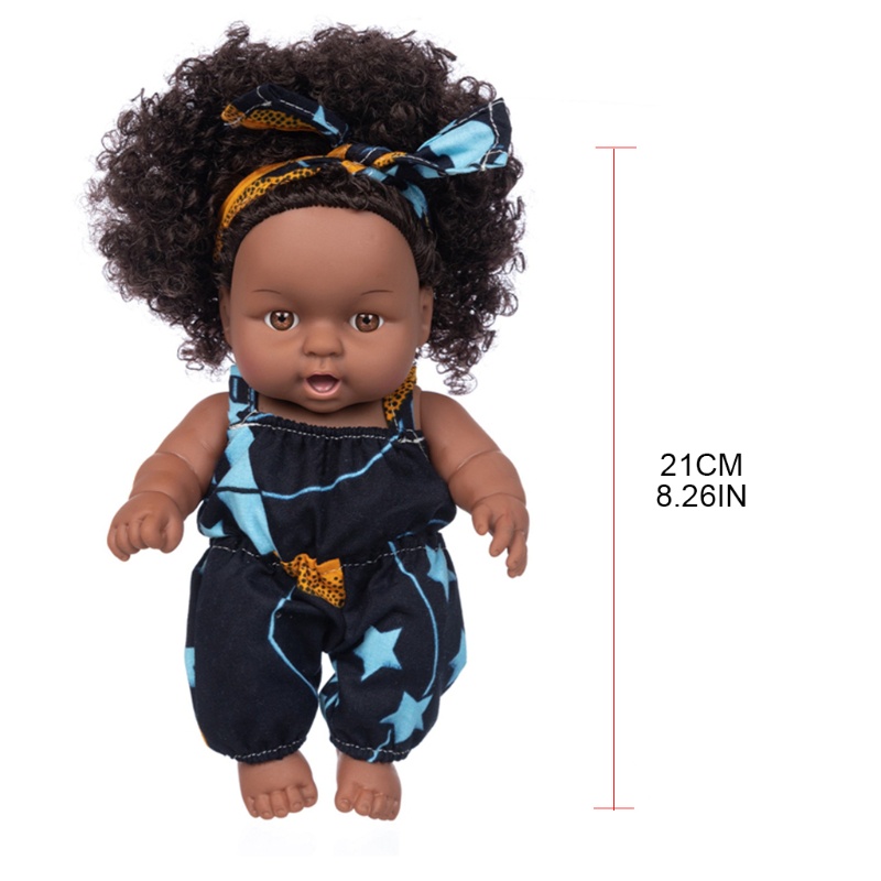 Mary African Mainan Bayi Hitam Dengan Rambut Keriting Kartun Simualsi Natal Untuk Boneka Lucu Mini Anak Laki-Laki Perempuan