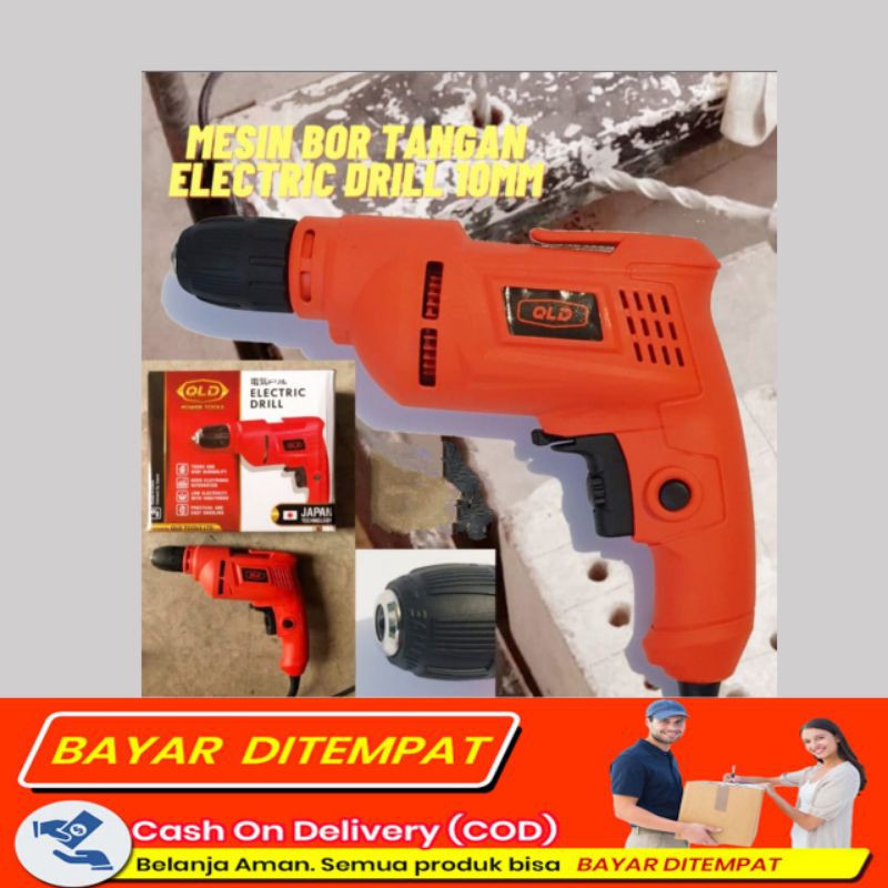 Mesin Bor Listrik Electric Drill 10mm Bolak Balik Variable Speed QLD